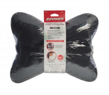 849 р. Подушка на подголовник косточка 30х21см экокожа черная ZIPOWER ZIPOWER pm0473  с доставкой в г. Майкоп. Увеличить фотографию 1