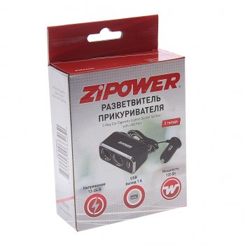 799 р. Разветвитель прикуривателя 2-х гнездовой 12-24V 1USB ZIPOWER ZIPOWER pm6646  с доставкой в г. Майкоп. Увеличить фотографию 2