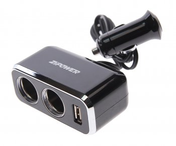 799 р. Разветвитель прикуривателя 2-х гнездовой 12-24V 1USB ZIPOWER ZIPOWER pm6646  с доставкой в г. Майкоп. Увеличить фотографию 1