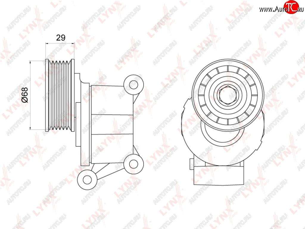 3 689 р. Ролик приводного ремня FORD Focus 2,C-Max MAZDA 3,5 VOLVO S40 (04-) натяжителя LYNX LYNX pt3012  с доставкой в г. Майкоп