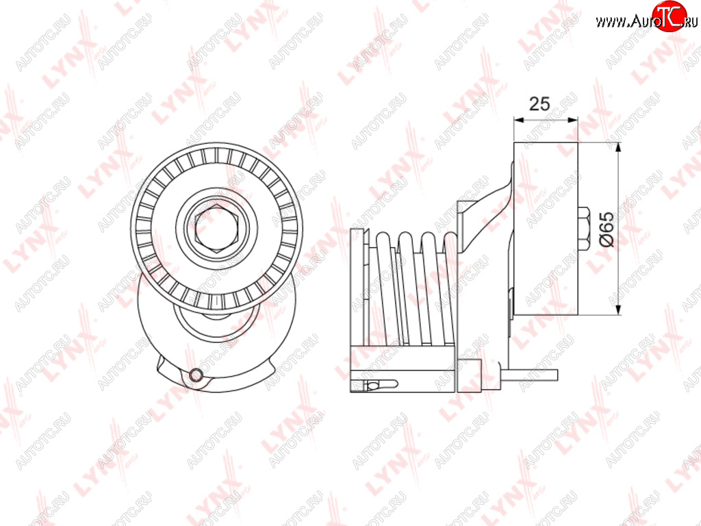 3 689 р. Натяжитель приводного ремня VW Golf (08-12) AUDI A3 (07-12) SKODA Fabia (07-14) с роликом LYNX LYNX pt3105  с доставкой в г. Майкоп