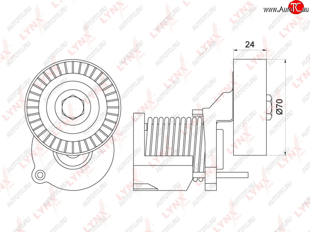 2 569 р. Натяжитель ремня приводного VW Golf (08-13),T5 AUDI A4 (00-) SKODA Octavia (04-) LYNX LYNX pt3148  с доставкой в г. Майкоп