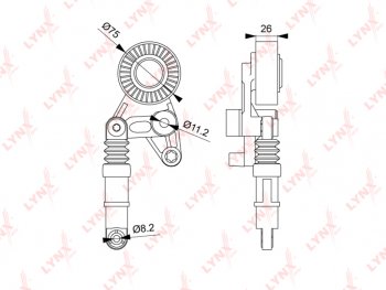 6 499 р. Ролик приводного ремня VW Touareg (03-05) AUDI A4,A6,S4 (05-12) натяжителя кондиционера LYNX LYNX pt3226  с доставкой в г. Майкоп. Увеличить фотографию 1