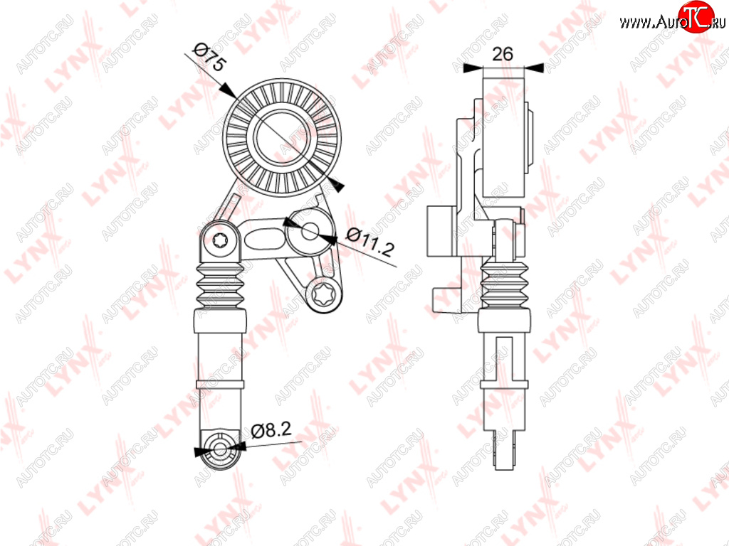6 499 р. Ролик приводного ремня VW Touareg (03-05) AUDI A4,A6,S4 (05-12) натяжителя кондиционера LYNX LYNX pt3226  с доставкой в г. Майкоп
