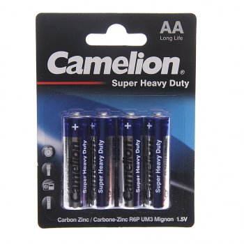 31 р. Батарейка AA R6 1.5V блистер 4шт. (цена за 1шт.) Saline CAMELION CAMELION r6p-bp4b  с доставкой в г. Майкоп. Увеличить фотографию 3