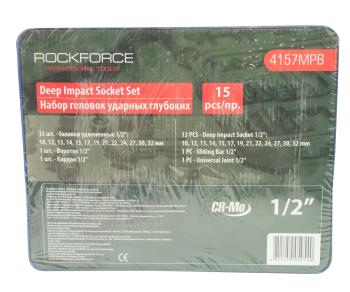 5 849 р. Набор головок торцевых 12 10-32мм ударных 15 предметов ROCKFORCE ROCKFORCE rf-4157mpb  с доставкой в г. Майкоп. Увеличить фотографию 3