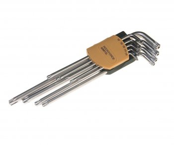 689 р. Набор ключей TORX T10Н-Т50H Г-образных удлиненных 9 предметов с держателем ROCKFORCE ROCKFORCE rf-5098txl  с доставкой в г. Майкоп. Увеличить фотографию 1