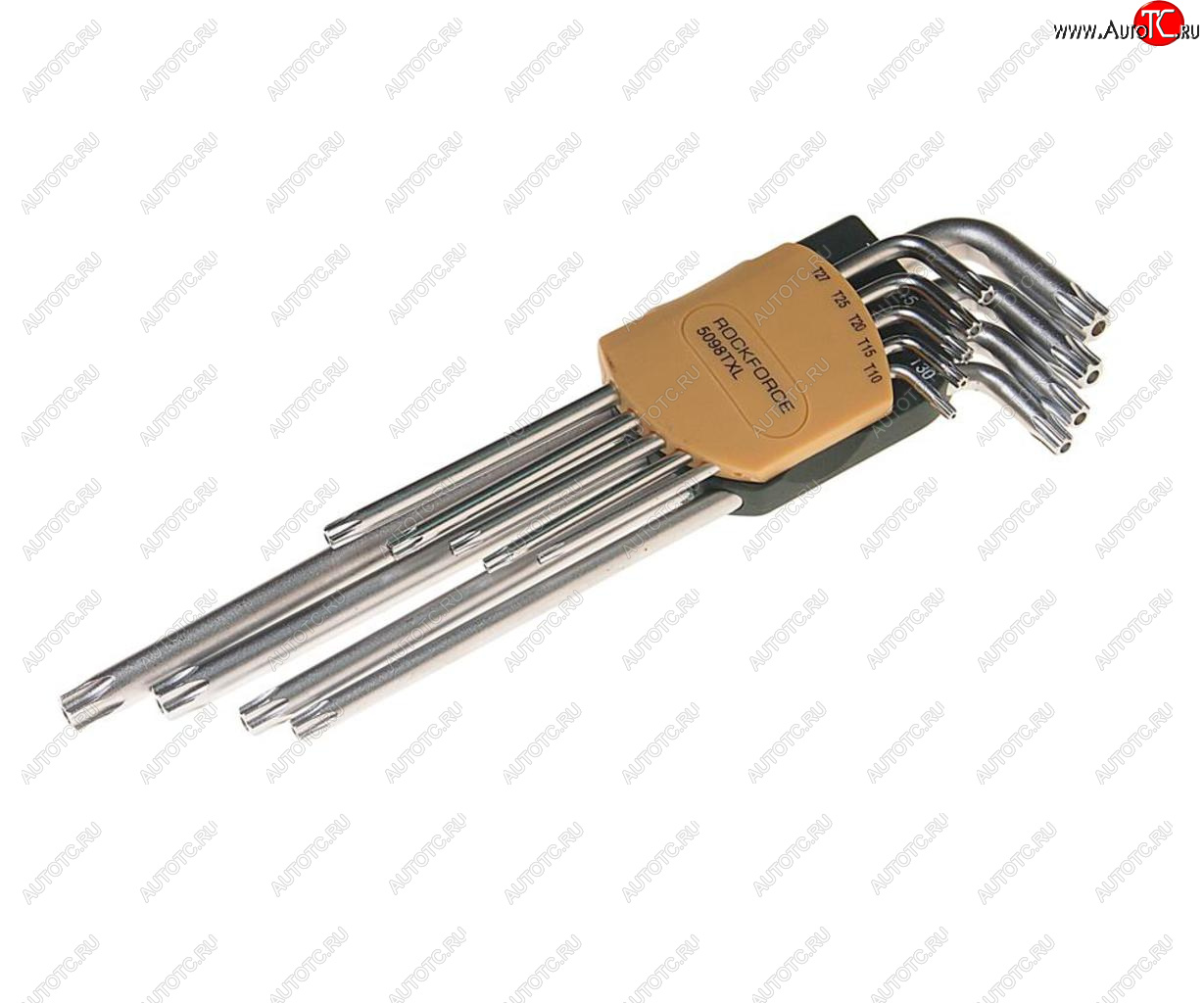 689 р. Набор ключей TORX T10Н-Т50H Г-образных удлиненных 9 предметов с держателем ROCKFORCE ROCKFORCE rf-5098txl  с доставкой в г. Майкоп