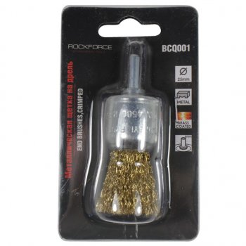 140 р. Кордщетка для дрели чашка 25мм латунь в блистере ROCKFORCE ROCKFORCE rf-bcq001  с доставкой в г. Майкоп. Увеличить фотографию 1