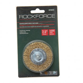 158 р. Кордщетка для дрели дисковая 60мм латунь в блистере ROCKFORCE ROCKFORCE rf-bfr025  с доставкой в г. Майкоп. Увеличить фотографию 1