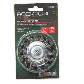 349 р. Кордщетка для дрели дисковая 75мм сталь в блистере ROCKFORCE ROCKFORCE rf-bfr103  с доставкой в г. Майкоп. Увеличить фотографию 1