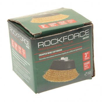 299 р. Кордщетка для УШМ чашка 75мм латунь ROCKFORCE ROCKFORCE rf-bwc003  с доставкой в г. Майкоп. Увеличить фотографию 3