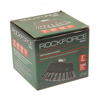 369 р. Кордщетка для УШМ чашка 75мм витая сталь ROCKFORCE ROCKFORCE rf-bwc103  с доставкой в г. Майкоп. Увеличить фотографию 3
