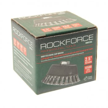 319 р. Кордщетка для УШМ чашка 60мм витая сталь ROCKFORCE ROCKFORCE rf-bwc125  с доставкой в г. Майкоп. Увеличить фотографию 3
