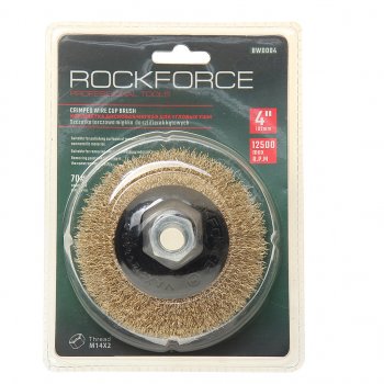 289 р. Кордщетка для УШМ чашка 100мм латунь в блистере ROCKFORCE ROCKFORCE rf-bwd004  с доставкой в г. Майкоп. Увеличить фотографию 1