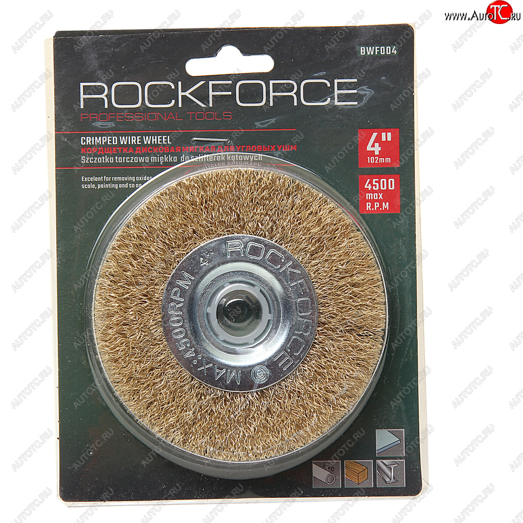 291 р. Кордщетка для УШМ дисковая 100мм латунь в блистере ROCKFORCE ROCKFORCE rf-bwf004  с доставкой в г. Майкоп