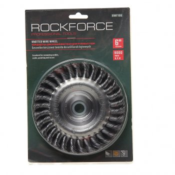 569 р. Кордщетка для УШМ дисковая 150мм витая сталь в блистере ROCKFORCE ROCKFORCE rf-bwf106  с доставкой в г. Майкоп. Увеличить фотографию 1