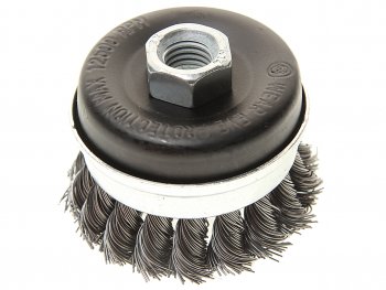329 р. Кордщетка для УШМ чашка 60мм витая сталь в блистере ROCKFORCE ROCKFORCE rf-bwg125  с доставкой в г. Майкоп. Увеличить фотографию 1