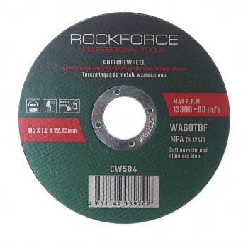 41 р. Круг отрезной по металлу 115x1.2x22.23мм ROCKFORCE ROCKFORCE rf-cw504 ROCKFORCE rf-cw504  с доставкой в г. Майкоп. Увеличить фотографию 1