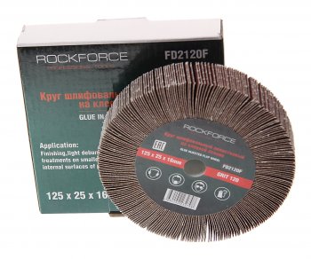 979 р. Круг лепестковый зачистной 125x25x16мм M14 (Grit 120) ROCKFORCE ROCKFORCE rf-fd2120f  с доставкой в г. Майкоп. Увеличить фотографию 1
