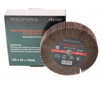 999 р. Круг лепестковый зачистной 125x25x16мм M14 (Grit 150) ROCKFORCE ROCKFORCE rf-fd2150f  с доставкой в г. Майкоп. Увеличить фотографию 1