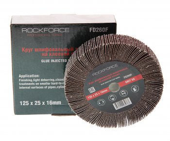 899 р. Круг лепестковый зачистной 125x25x16мм M14 (Grit 60) ROCKFORCE ROCKFORCE rf-fd260f  с доставкой в г. Майкоп. Увеличить фотографию 1