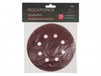 131 р. Бумага наждачная на липучке D125 P40-120 8 отверстий 5шт. ROCKFORCE ROCKFORCE rf-sd125  с доставкой в г. Майкоп. Увеличить фотографию 1