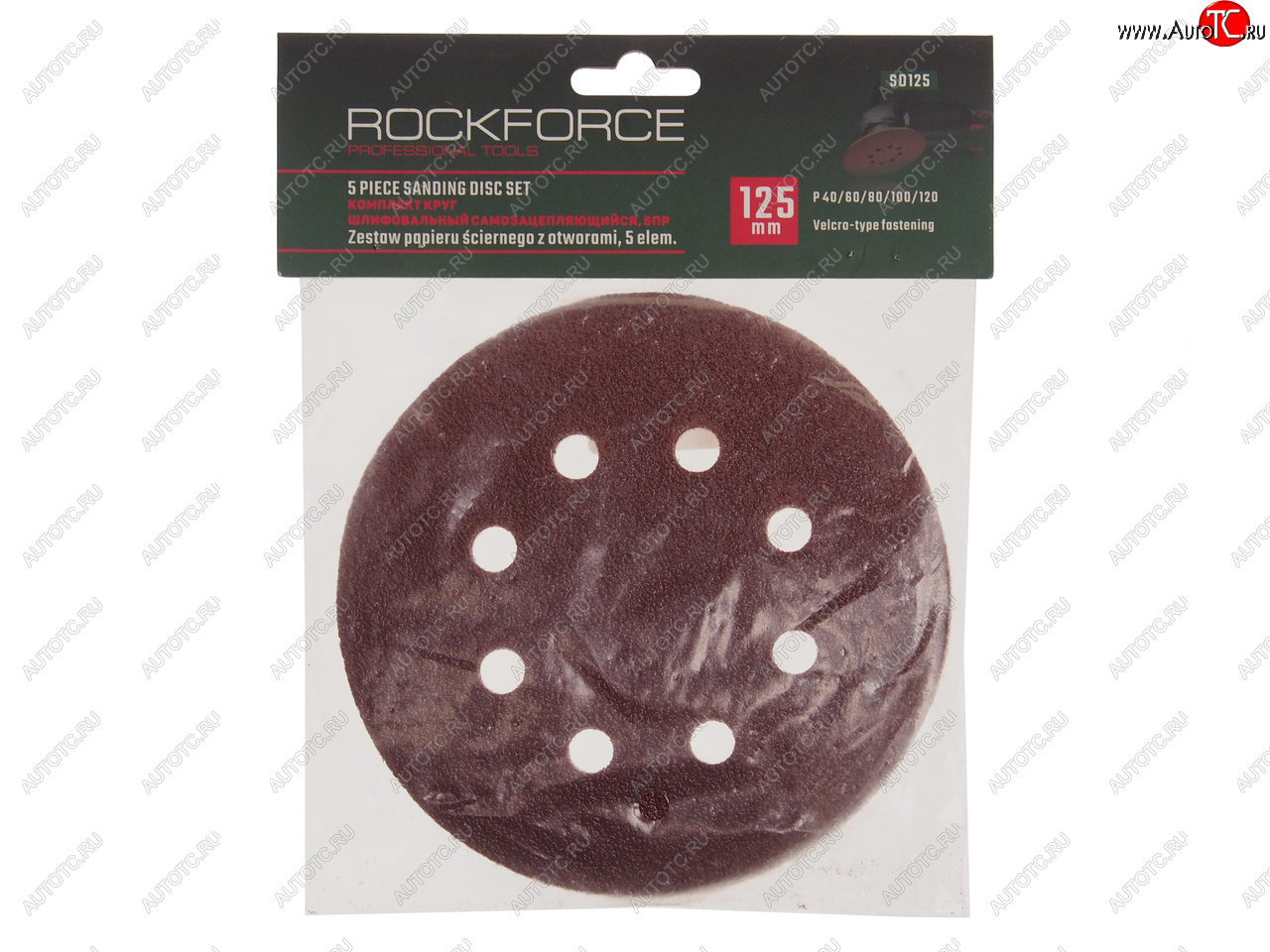 131 р. Бумага наждачная на липучке D125 P40-120 8 отверстий 5шт. ROCKFORCE ROCKFORCE rf-sd125  с доставкой в г. Майкоп