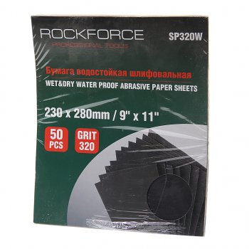 969 р. Бумага наждачная водостойкая P-320 (230х280) 50шт. ROCKFORCE ROCKFORCE rf-sp320w  с доставкой в г. Майкоп. Увеличить фотографию 1