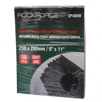 919 р. Бумага наждачная водостойкая P-400 (230х280) 50шт. ROCKFORCE ROCKFORCE rf-sp400w ROCKFORCE rf-sp400w  с доставкой в г. Майкоп. Увеличить фотографию 1