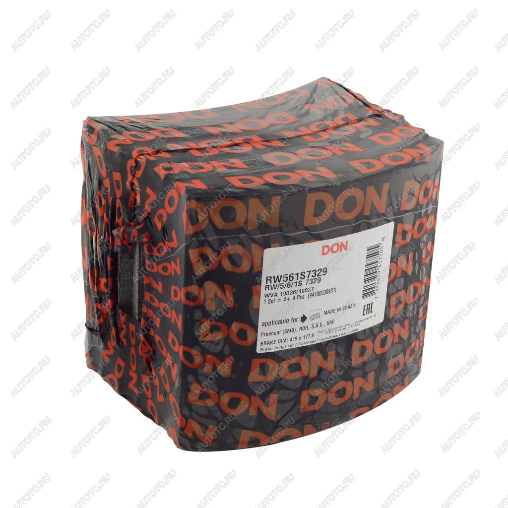 2 299 р. Накладка тормозной колодки SAF (419х178) (стандарт, 12 отверстий) (8шт.) DON DON rw561s7329  с доставкой в г. Майкоп