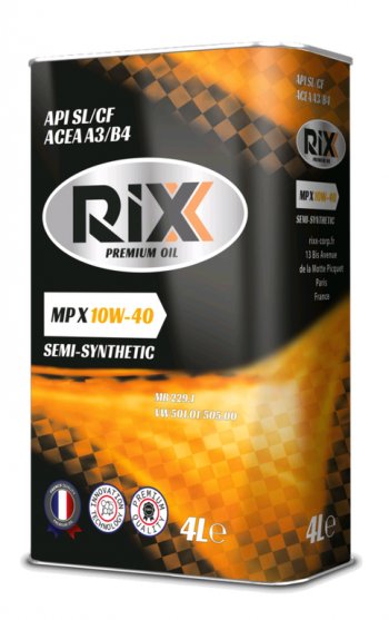 2 069 р. Масло моторное MP X SL/CF 10W40 п/синт.4л RIXX RIXX rx0002mpx RIXX rx0002mpx  с доставкой в г. Майкоп. Увеличить фотографию 1
