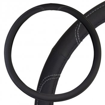 649 р. Оплетка руля (XXXL) 46-48см экокожа черно-серая SKYWAY SKYWAY s01102493  с доставкой в г. Майкоп. Увеличить фотографию 1