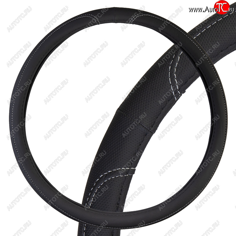649 р. Оплетка руля (XXXL) 46-48см экокожа черно-серая SKYWAY SKYWAY s01102493  с доставкой в г. Майкоп