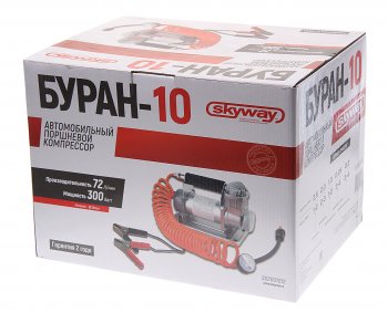8 599 р. Компрессор автомобильный 72лмин. 10атм. 10А 12V на клеммы АКБ Буран-10 SKYWAY SKYWAY s02001012  с доставкой в г. Майкоп. Увеличить фотографию 5