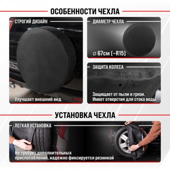 1 079 р. Чехол на запасное колесо R-15 d=67см оксфорд черный SKYWAY SKYWAY s06301065  с доставкой в г. Майкоп. Увеличить фотографию 2