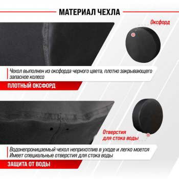 1 079 р. Чехол на запасное колесо R-15 d=67см оксфорд черный SKYWAY SKYWAY s06301065  с доставкой в г. Майкоп. Увеличить фотографию 3