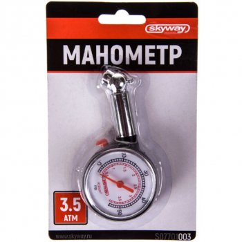 202 р. Манометр шинный механический 3.5атм. SKYWAY SKYWAY s07701003  с доставкой в г. Майкоп. Увеличить фотографию 2