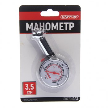 202 р. Манометр шинный механический 3.5атм. SKYWAY SKYWAY s07701003  с доставкой в г. Майкоп. Увеличить фотографию 1