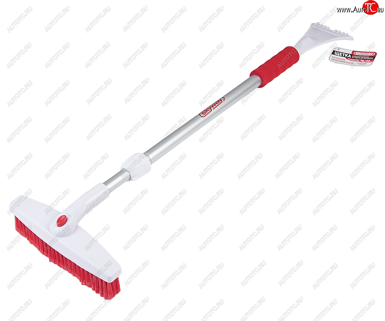 819 р. Щетка со скребком телескопическая 76-112см бело-красная SKYWAY SKYWAY s07801009  с доставкой в г. Майкоп
