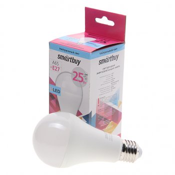 153 р. Лампа светодиодная E27 A60 25W (250W) 220V холодный SMART BUY SMART BUY sbl-a65-25-40k-e27  с доставкой в г. Майкоп. Увеличить фотографию 1
