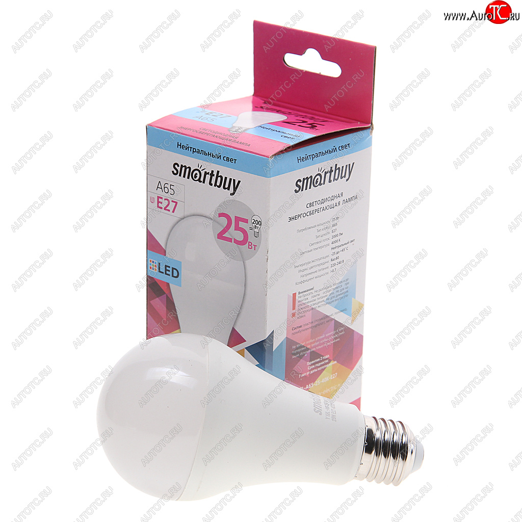 153 р. Лампа светодиодная E27 A60 25W (250W) 220V холодный SMART BUY SMART BUY sbl-a65-25-40k-e27  с доставкой в г. Майкоп