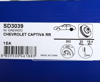 3 599 р. Диск тормозной CHEVROLET Captiva (12-) задний (1шт.) SANGSIN SANGSIN sd3039  с доставкой в г. Майкоп. Увеличить фотографию 6
