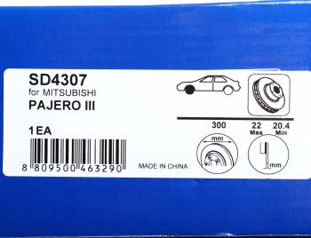 2 979 р. Диск тормозной MITSUBISHI Pajero (00-06) задний (1шт.) SANGSIN SANGSIN sd4307  с доставкой в г. Майкоп. Увеличить фотографию 6