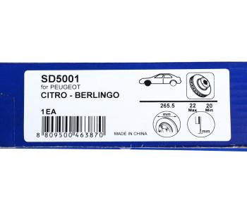 2 469 р. Диск тормозной PEUGEOT 207,208,307 CITROEN C3,C4,C5 передний (1шт.) SANGSIN SANGSIN sd5001  с доставкой в г. Майкоп. Увеличить фотографию 5