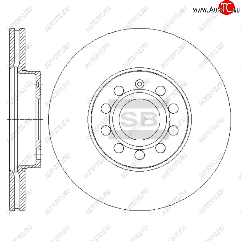 3 699 р. Диск тормозной VW Golf,Touran AUDI A3 SEAT Ibiza SKODA Octavia передний (1шт.) SANGSIN SANGSIN sd5405  с доставкой в г. Майкоп