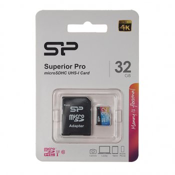 649 р. Карта памяти 32GB MicroSD class 10 + SD адаптер SILICON POWER SILICON POWER sp032gbsthdu3v20sp  с доставкой в г. Майкоп. Увеличить фотографию 1