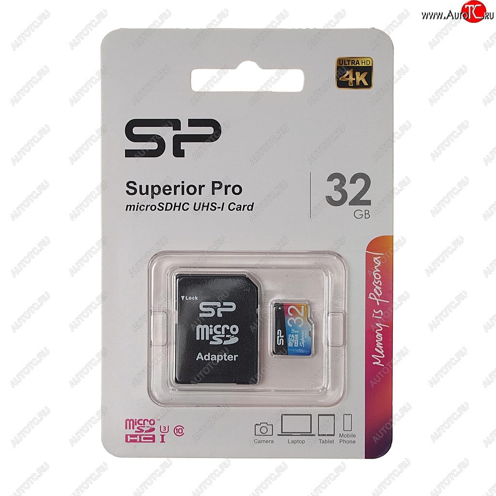 649 р. Карта памяти 32GB MicroSD class 10 + SD адаптер SILICON POWER SILICON POWER sp032gbsthdu3v20sp  с доставкой в г. Майкоп