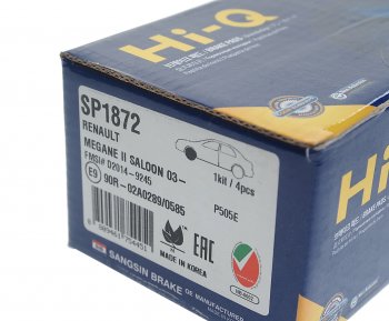 1 379 р. Колодки тормозные передние (4шт.) SANGSIN Renault Megane седан  дорестайлинг (2002-2006)  с доставкой в г. Майкоп. Увеличить фотографию 3