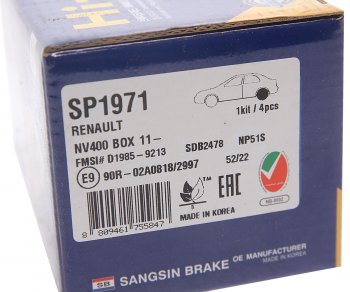 2 799 р. Колодки тормозные задние (4шт.) SANGSIN Renault Fluence рестайлинг (2012-2016)  с доставкой в г. Майкоп. Увеличить фотографию 4